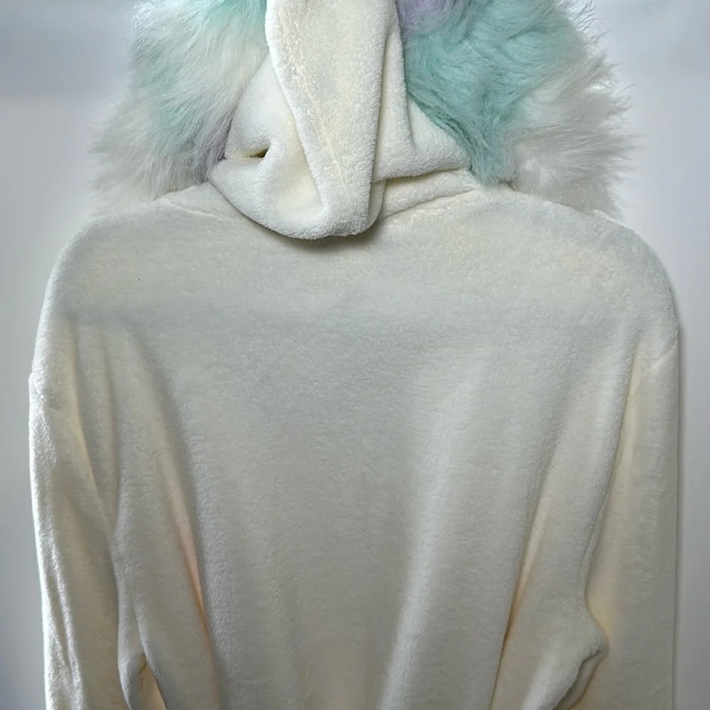 Pottery Barn Teen Unicorn Rainbow Faux Fur Robe - Picture 14 of 14